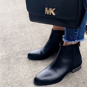 DKNY  Lacey Silver-Stripe-Heeled Booties